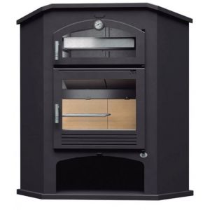 Fm Calefaccion Poêle à bois d'angle M-106 r 9,5 kW avec portes en fonte et four inox