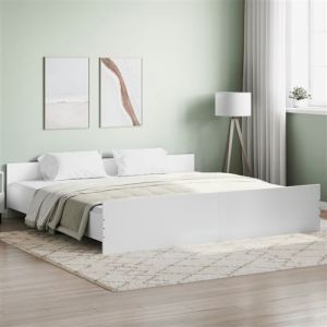 VidaXL Cadre de lit avec tête de lit/pied de lit blanc 200x200 cm