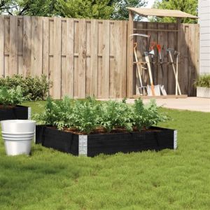 VidaXL Jardinière noir 100x100 cm bois massif de pin, jardinière d'extérieur, bac à fleurs, bac à tomates, jardinière de terrasse