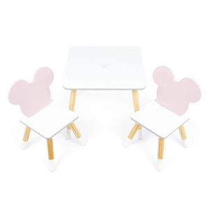 Arditex Ensemble Table En Bois - MINNIE (50X50X44CM) + 2 Chaises (26,5X26,5X50CM)