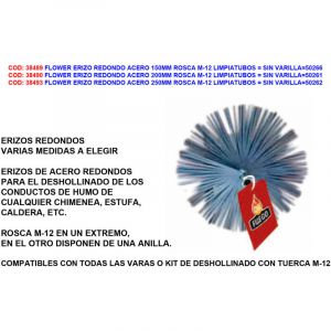 Flower Feu 50261-H&eacute;risson de ramonage en acier 200 mm