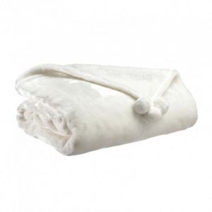 Vivaraise Plaid Tender pompons neige 130 x 170 cm 130 X 170 NEIGE