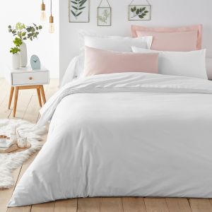 Housse de couette unie en polycoton, Scenario Blanc Taille 140X200 cm;160X210 cm;200X200 cm;240X220 cm;260X240 cm