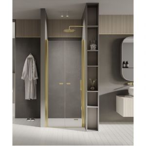 Porte de douche battante 70 cm dor&eacute; CUBA GOLD