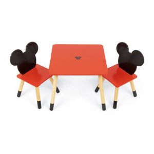 ARDITEX Ensemble Table En Bois - MICKEY (50X50X44CM) + 2 Chaises (26,5X26,5X50CM)