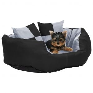 VidaXL Coussin réversible lavable pour chien Gris et noir 65x50x20 cm