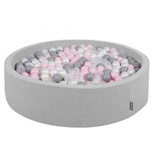 Piscine &agrave; Balles 120X30cm/300 Balles Grande Rond Pour B&eacute;b&eacute;, Fabriqu&eacute; En ue, Gris Cl:Perle-Gris-Transp-Rose Poudr&eacute; - gris cl:perle-gris-transp-rose