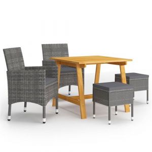 VidaXL Ensemble de salle à manger de jardin 5 pcs Gris