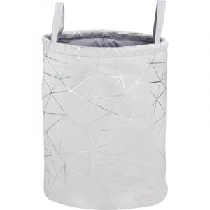 Wenko Panier à linge Samira, bac à linge rond en feutre gris velouté avec impression décorative argentée chatoyante, avec deux poignées pratiques pour un transport facile, 69 l de volume, Ø 40 x 55 cm