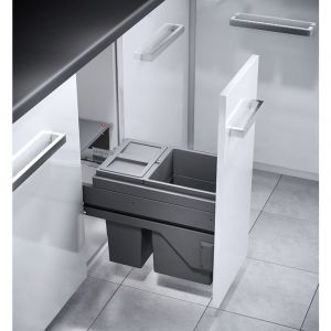 Hailo Poubelle de cuisine tri sélectif 2 bacs encastrable 25L (15+10) AS Cargo