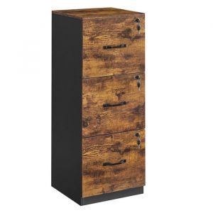 Caisson de bureau à 3 tiroirs meuble de rangement de document support d’imprimante 3 tiroirs verrouillables 40 x 41 x 103 cm rail de suspension