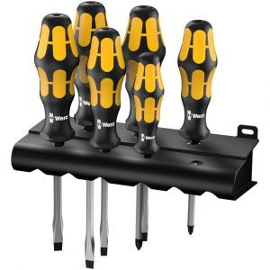 Wera 932 S/6 Jeu de tournevis Kraftform : le tournevis-burin + Rack, 6 pièces - 05018283001