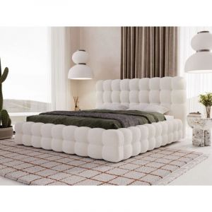 Lit rembourré avec rangement 140x200 bouclé beige Twist