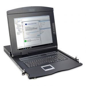 Digitus Console KVM 19" avec écran TFT 17" (4:3), clavier ES, commutateur KVM avec 16 ports VGA, noir