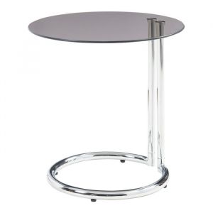 Table d'appoint Ylivieska verre trempé 46 x 45 cm verre bronze chrome [en.casa]