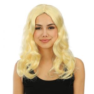 Ruedelafete Perruque longue bouclée sans frange blond