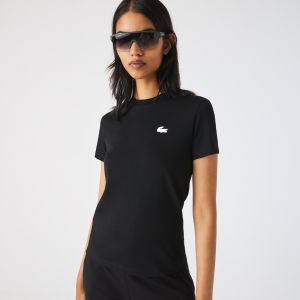Lacoste T-shirt femme Sport jersey technique de coton biologique Taille 34 Noir