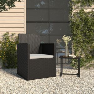 VidaXL Fauteuil de jardin avec coussin Noir Résine tressée