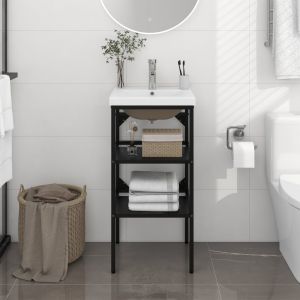 VidaXL Cadre de lavabo du bain avec lavabo intégré Iron 40x38x83cm Diverses couleurs couleur : Noir