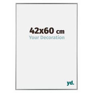 Yd. - Your Decoration - 42x60 cm - Cadre Photo en Plastique Avec Verre acrylique - Anti-Reflet - Excellente Qualité - Argent - Cadre Decoration