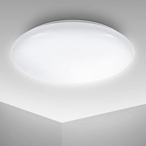 Image de B.K.Licht plafonnier rond LED avec platine LED 12W intégrée, blanc, lumière blanche neutre de 4.000K, IP20, 278x65mm