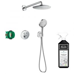Hansgrohe Colonne de douche thermostatique encastrée ShowerSelect S chromé + nettoyant Briochin