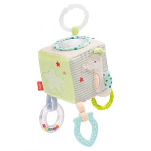 Fehn Meeereskinder 054446 Cube d’activités - Jouet à Suspendre pour Bébés et Tout-Petits dès 0 Mois - Développe le Toucher et la Motricité Fine - Dimensions 10 x 10 cm