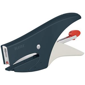 Leitz Pince Agrafeuse, Capacité 15 Feuilles, Chargement par l'Arrière, Pack d'Agrafes P1 (N°8) Inclus, Gris, 56440089
