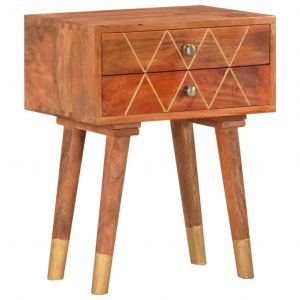 VidaXL Table de chevet 43 x 30 x 58 cm Bois de manguier massif Brun