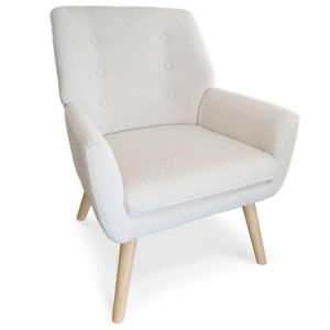Fauteuil Tissu bouclette lainée Crème