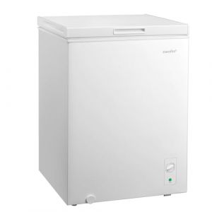 Comfee ' RCC146WH2EU(E) Congélateur coffre autonome 143L convertible congélateur/réfrigérateur, compresseur inverter, 4 étoiles, adapté aux dépendances, garages et abris, blanc [Classe énergétique E]