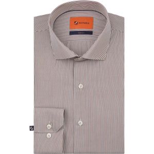 Image de Suitable Chemise Twill Extra Long Sleeves Rayures Marron taille 41