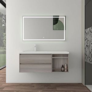 Mai&mai - Meuble de Salle de Bain Chêne Foncé avec Lavabo Meuble sous Vasque 120x46x49cm Meuble Suspendu avec 2 Tiroirs et 1 Compartiment de Rangement