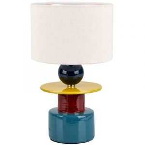 Decoratie Lampe en céramique multicolore avec abat-jour beige