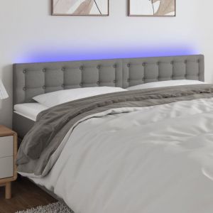 VidaXL Tête de lit à LED Gris foncé 200x5x78/88 cm Tissu