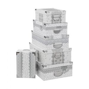 Lot de 6 Bo&icirc;tes de Rangement "Polaire" 48cm Gris Prix