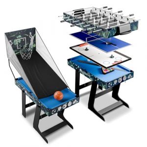 Juskys Multi-Play Table 5 in 1 - 104 x 58 x 73 cm - Billard / Baby-foot / Hockey / Tennis de table / Basket-ball - Accessoires inclus