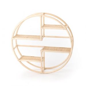 Amadeus Tagère ronde en rotin et bambou 90 cm - Beige