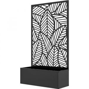 Outsunny Jardinière avec treillis design - bac à fleurs - dim. 61L x 23l x 113H cm - fixation murale possible - métal époxy noir