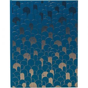 Exacompta R&eacute;f. 47986E -1 Livre d'or NeoDeco - Livre mariage, anniversaire - Grand format vertical 27 x 22 cm - Couverture effet brillant - Tranche or - 100 pages blanches unies - Coloris : bleu
