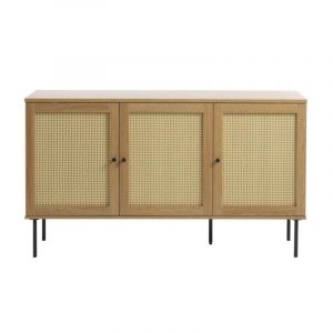 DRAWER Buffet 3 portes en bois et métal L140cm - Rinto - Couleur - Bois clair