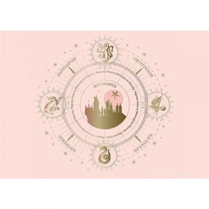 AG ART Poster intissé - Harry Potter poudlard et les 4 maisons - rose - 155 x 110 cm
