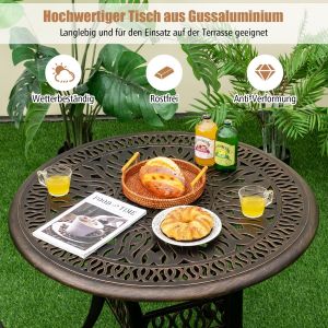 Coast Round Terrace Dining Table Bistrotic en fonte d'aluminium avec trou bombé Ø90 x 74 cm marron