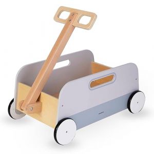 Image de Mamabrum Chariot à Jouets en Bois - Déambulateur Multifonctionnel, Remorque Tractable 58cm, Aide à la Marche pour Enfant, Haute Stabilité, Bois de Genévrier