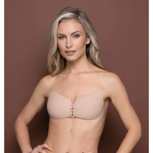 Soutien-gorge bandeau adhésif dos nu Beige