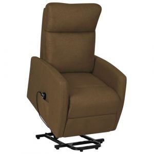 VidaXL Fauteuil inclinable avec repose-pieds en tissu et bois, finition Vida XL marron