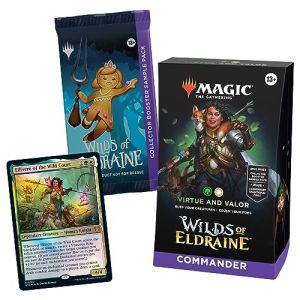 Magic the Gathering Wilds of Eldraine Commander Deck – Virtue and Valor (Deck de 100 Cartes, 2 Cartes Collector Booster Pack + Accessoires)