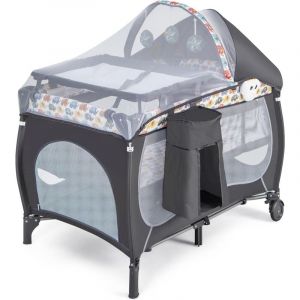 Lit Parapluie Bébé avec Matelas Boîte à Musique 3 Jouets Sac de Transport Sac Latéral Coloré