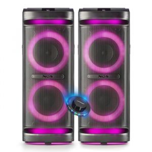 NGS Enceintes Actives SONO DJ WILDSPACE2 - 4000W, Bluetooth, USB/AUX, Lumière LED, TWS, 1 SUB 10, Soirée, Fête, Jeu de lumière