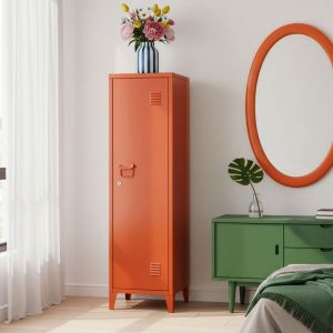 Armoire &agrave; casier Kurikka m&eacute;tallique v&eacute;rouillable 137 x 38 x 38 cm rouge brique [en.casa]